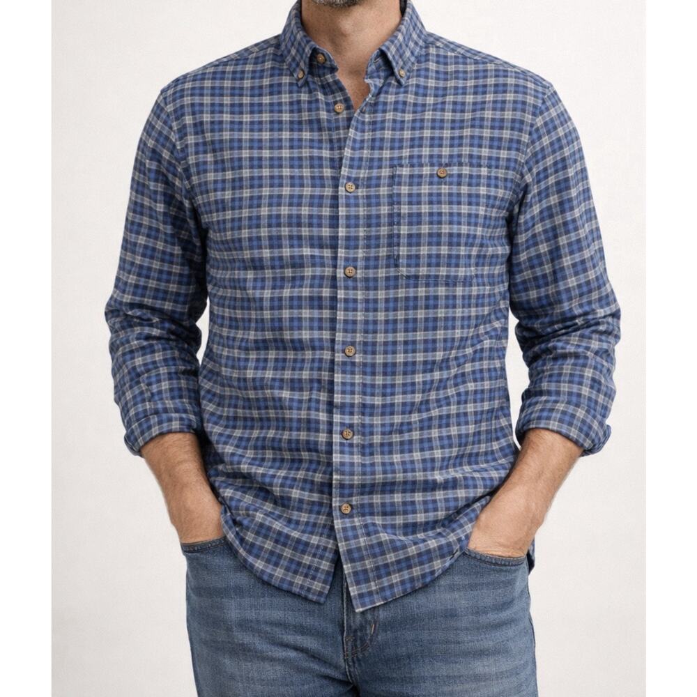 johnnie-O Hangin' Out Classic Fit Plaid Button-Down Shirt Blue White Men's XL